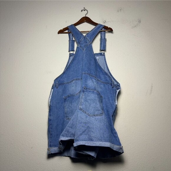 Forever 21 Denim Jeans Bib Overalls Shorts Western Indie Boho Pant Women 2x NWT - Picture 2 of 15